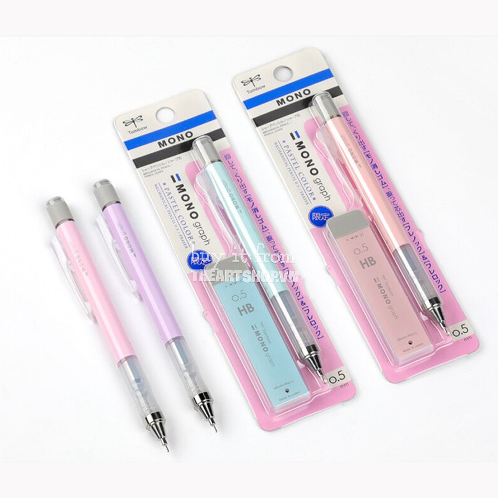 [G02] Bút chì cơ khí lắc đẩy ngòi TOMBOW Mono Graph cao cấp Nhật Bản *PASTEL COLOR* S024