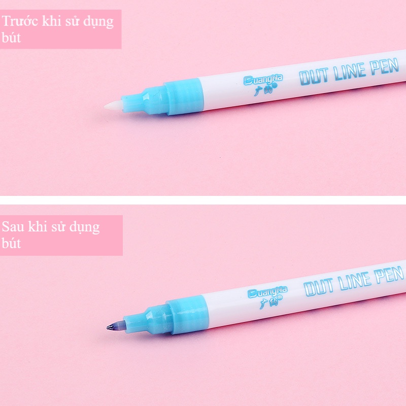 Bút đánh dấu 8 màu nhũ Out Line Pen highlight nét ngòi 0.7mm trang trí sổ, calligraphy độc đáo. MS: GN153