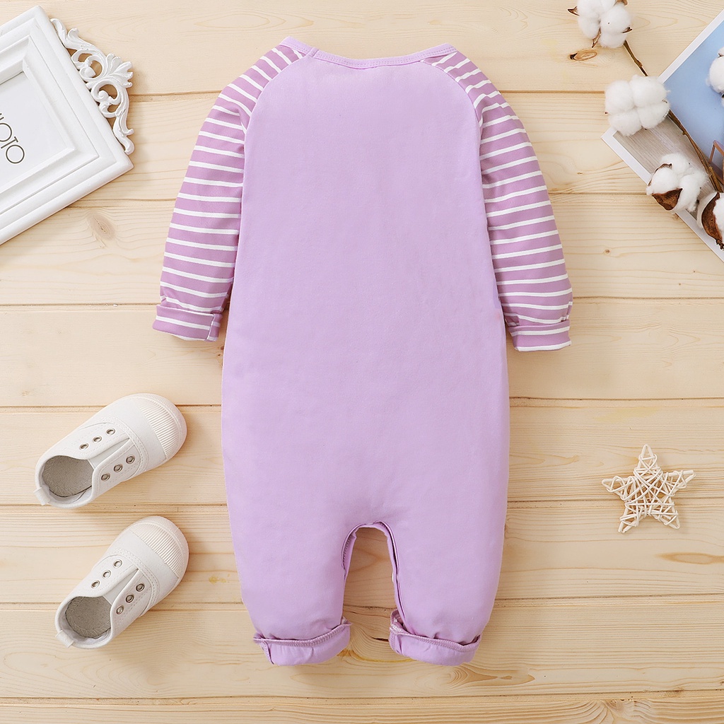 Mikrdoo Đồ Áo Liền Quần Sọc Ngang Cho Bé Mới Sinh