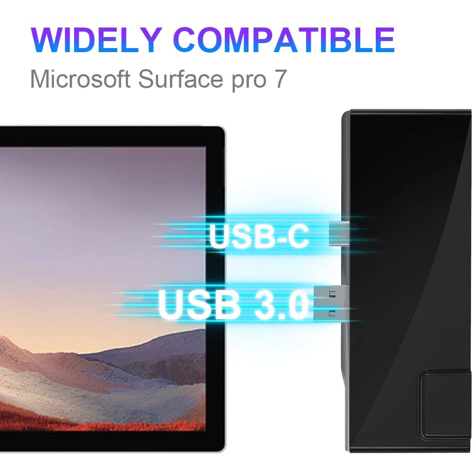Trung tâm đế cắm Microsoft Surface Pro 7 Bộ điều hợp Surface Pro 2019 7 trong 2 với HDMI 4K, sạc USB C PD, 2 cổng USB 3.