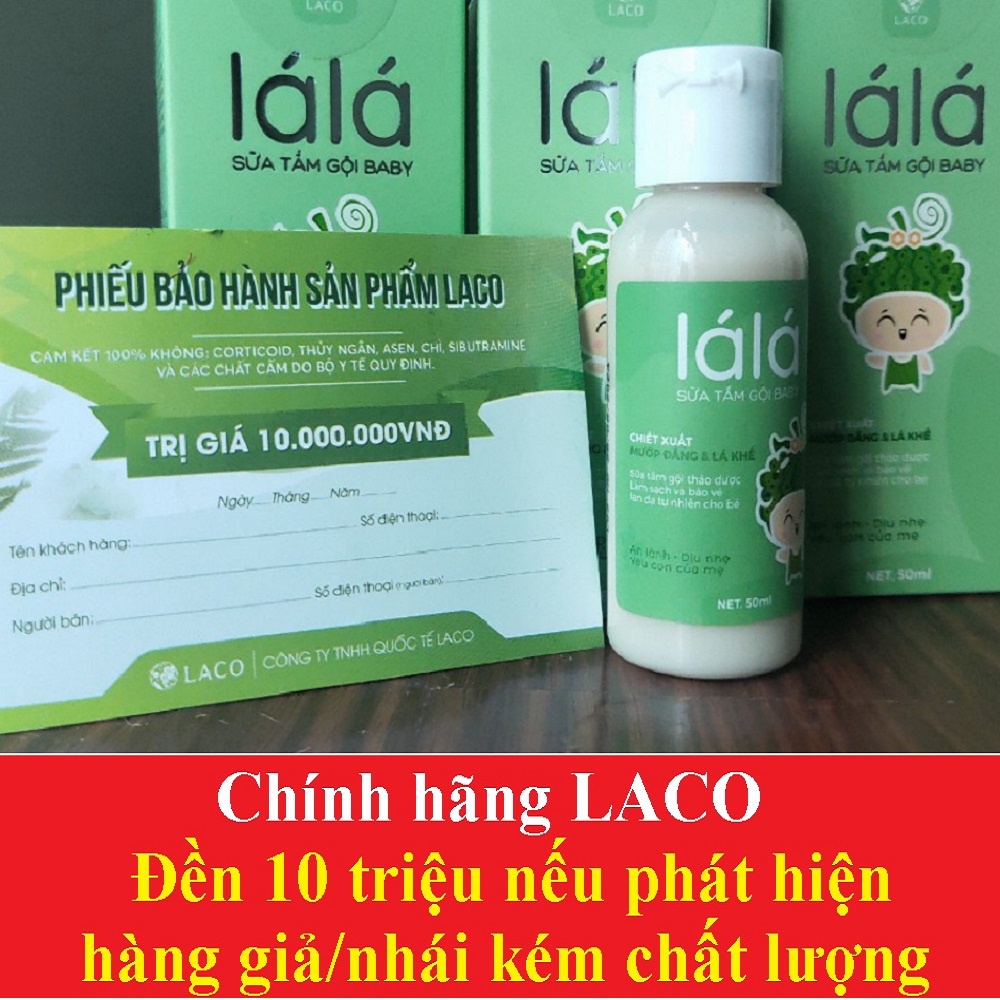 Sữa tắm gội bé thảo được LÁ LÁ LACO không cay mắt làm sạch thơm bảo vệ làn da tự nhiên an toàn sức khỏe cho bé - 50ml ❤️