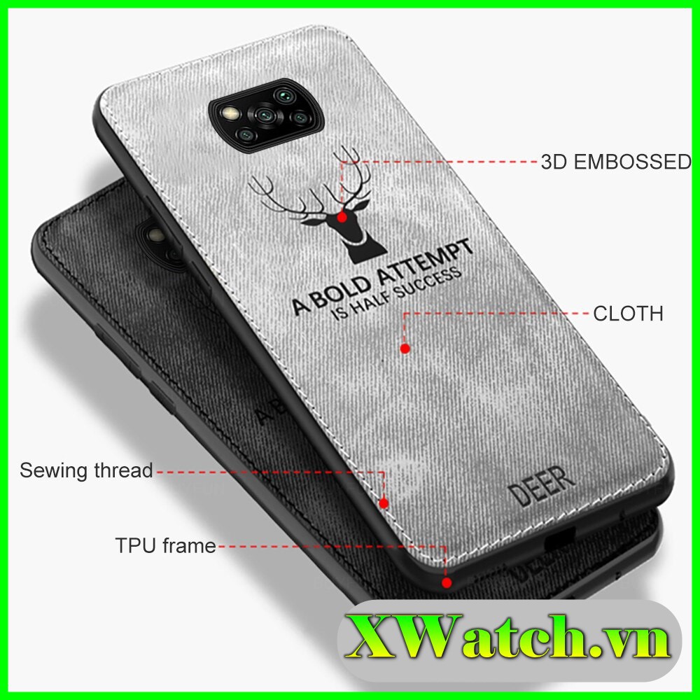 Ốp lưng Vải jean Họa tiết Deer Xiaomi Mi 11 Mi 10T pro Poco x3 nfc k30 k30 pro Note 10 Note 10s  Note 10 Note 10 pro