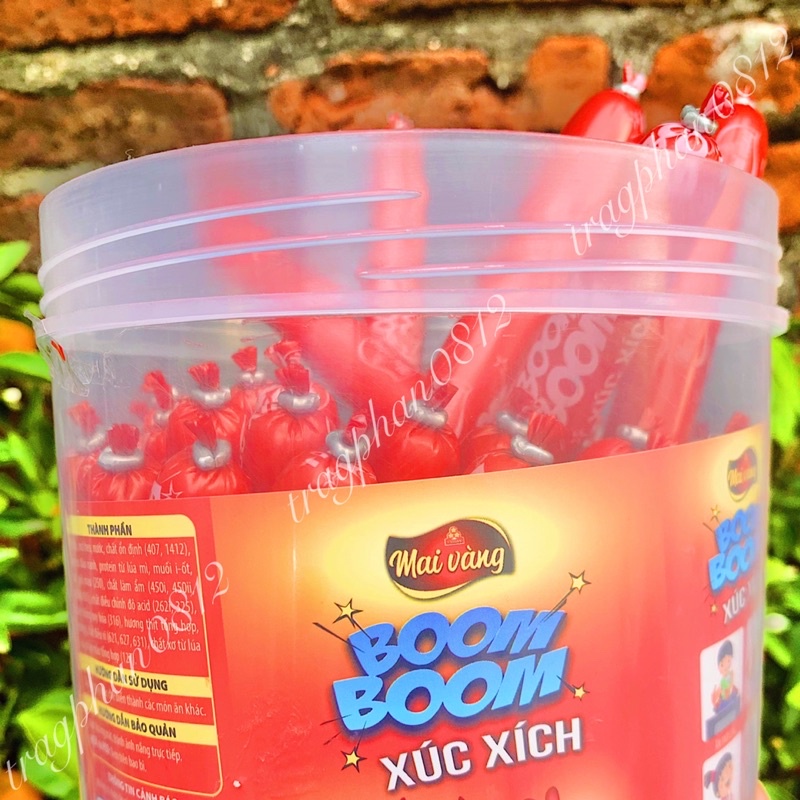 Xúc xích heo ăn liền Boom Boom Mai Vàng tiệt trùng (cây 23g)