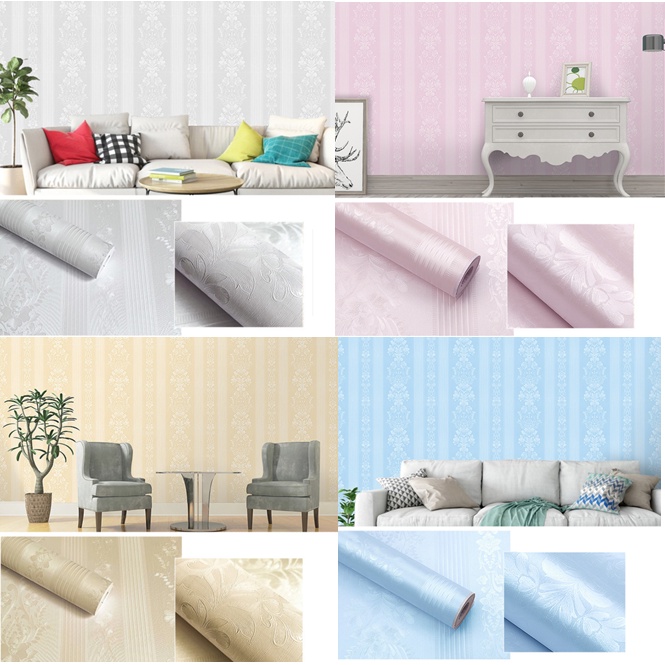 1 mét decal giấy dán tường sọc bông trang nhã khổ 45cm keo sẵn