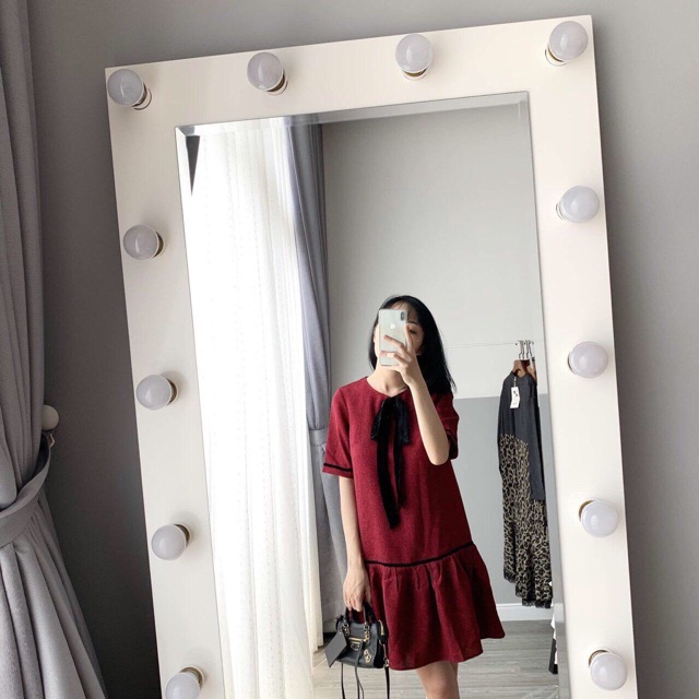Váy suông đuôi cá nơ cổ, chất dạ mỏng có ảnh thật và clip | BigBuy360 - bigbuy360.vn