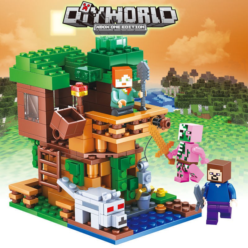 Đồ chơi lắp ráp My World [Lego Minecraft] - Xếp hình thế giới đồ chơi xây dựng Ngôi nhà trên cây và chuống nuôi ngựa