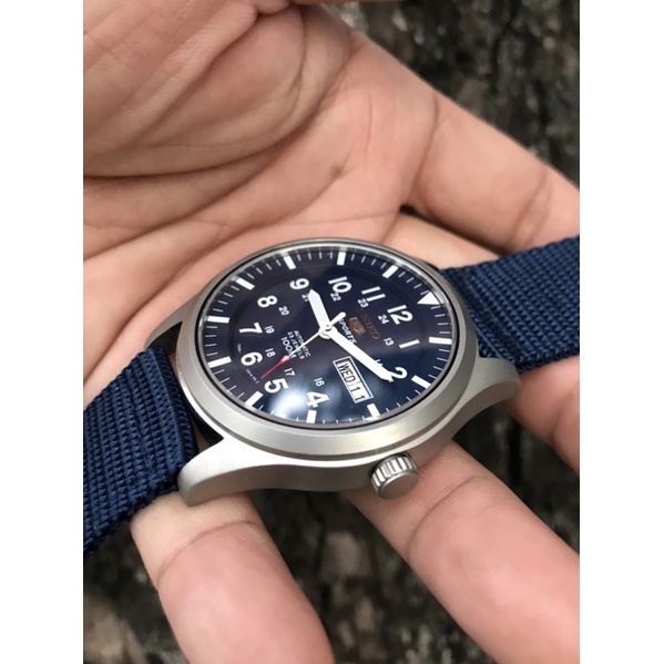 HCM Đồng hồ nam Seik0 5 Quân Đội kính Sapphire , dây Canvas, máy Automatic Nhật