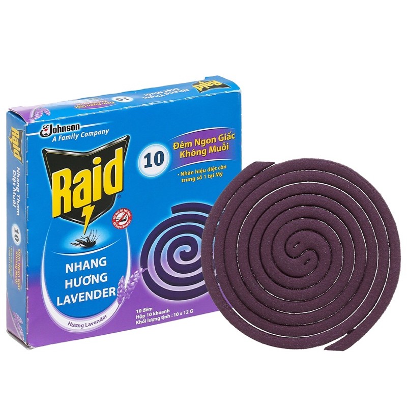 Nhang muỗi Raid hương Lavender (10 khoanh) - Hàng chính hãng DKSH Việt Nam.