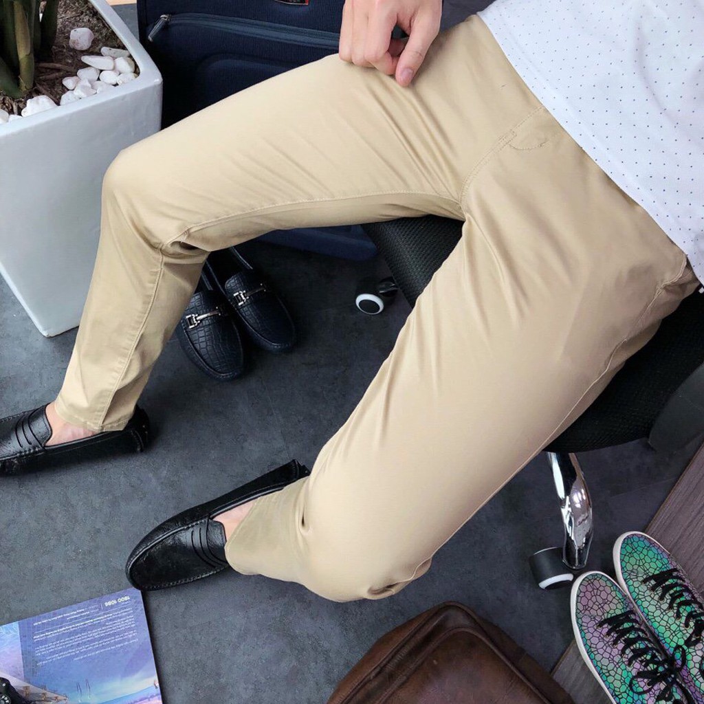 Quần kaki nam, chất liệu co giãn, mềm mịn, dày dặn với 7 màu chọn lựa, ống côn trẻ trung năng động
