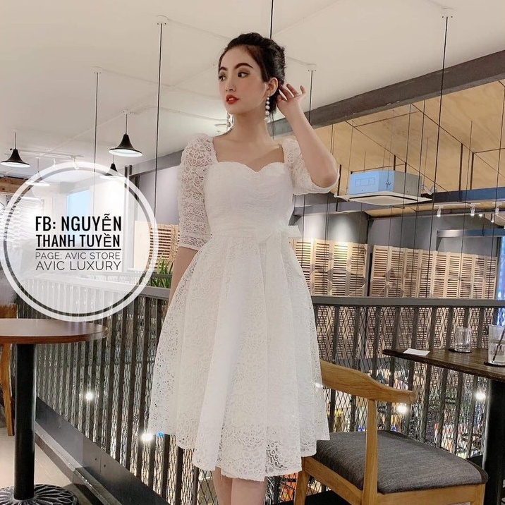 Gunkaymatter Đầm Xòe Ren Dạo Phố Siêu Xinh Dễ Thương Chất Liệu Ren Thời Trang Nữ Thiết Kế
