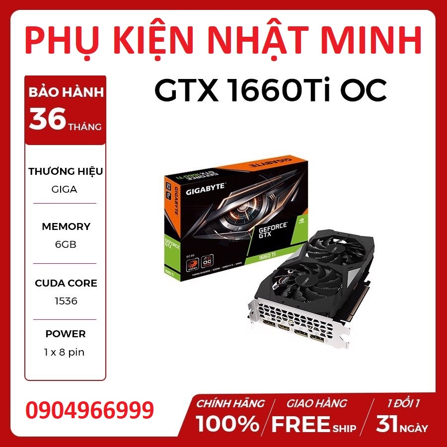 Card màn hình 1660ti / 1660 super 6gb 2 fan các hãng gigabyte, asus, msi hàng full new chính hãng bảo hành 36 tháng