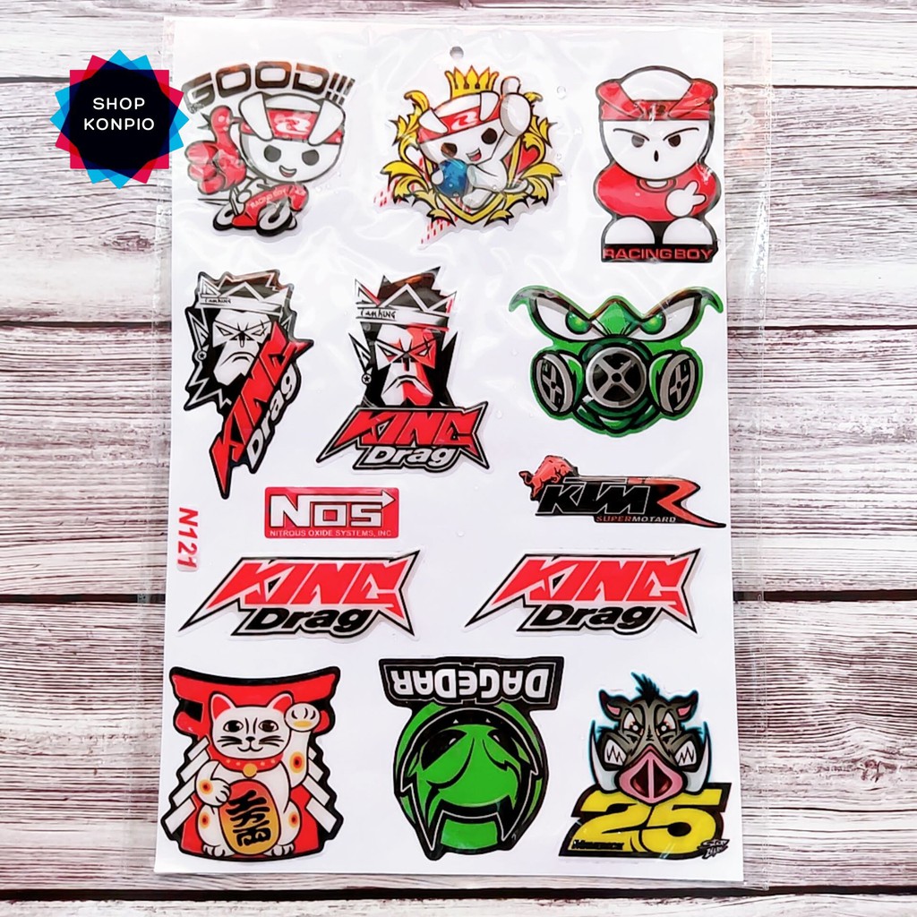 Bộ Tem Sticker RCB KingDrag Dập Nổi Cao Cấp Dán Xe Máy, Ô Tô, Mũ Bảo Hiểm, Chống Thấm Nước, Chống Bay Màu