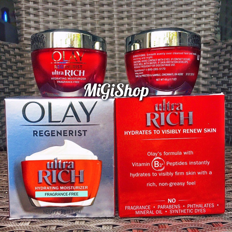 [Hàng Mỹ] Kem Dưỡng Da Giàu Dưỡng Ẩm Olay Ultra Rich Hydrating Moisturizer Fragrance Free 48g