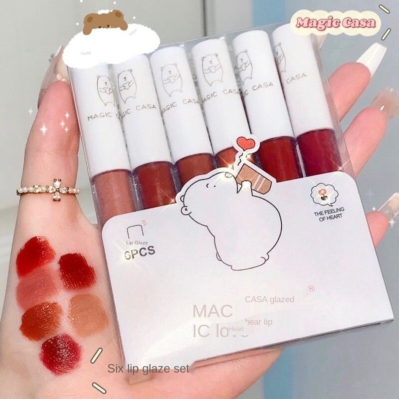 [Hàng mới về] Set 6 son kem nhung lì kháng nước lâu trôi không khô môi cho nữ | BigBuy360 - bigbuy360.vn