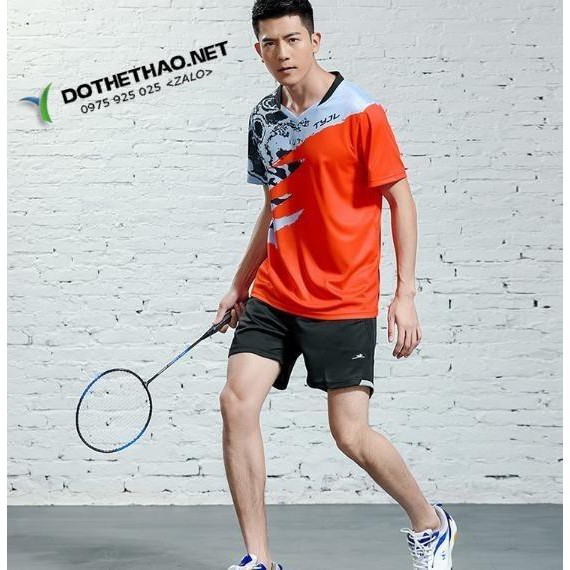 bộ quần áo nam họa tiết đẹp chơi cầu lông, đồ thể thao big size, quần áo thể thao chơi tennis nam-THETHAOYES