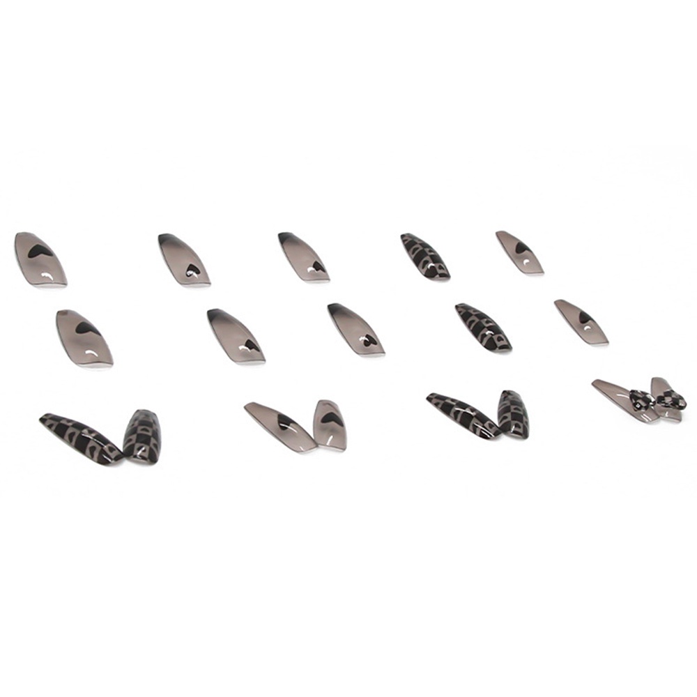 Bộ 24 Móng Tay Giả Dài Màu Đen Kèm Keo Dán Tiện Dụng