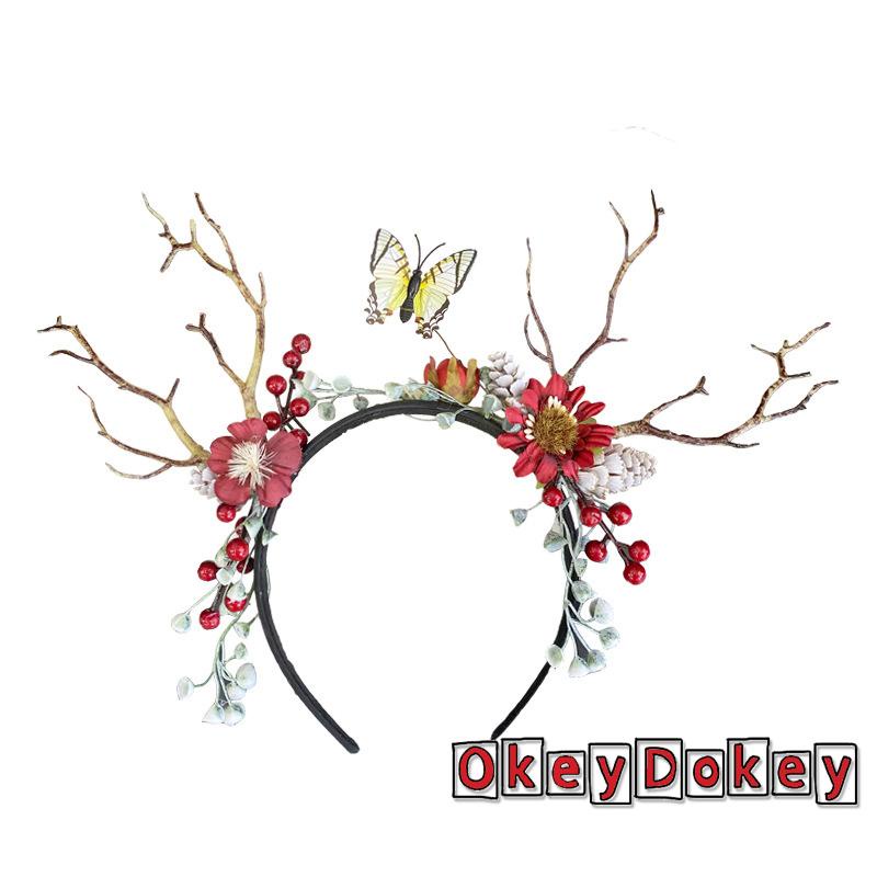 Băng đô cài tóc hình sừng tuần lộc/cây thông dễ thương cho nữ