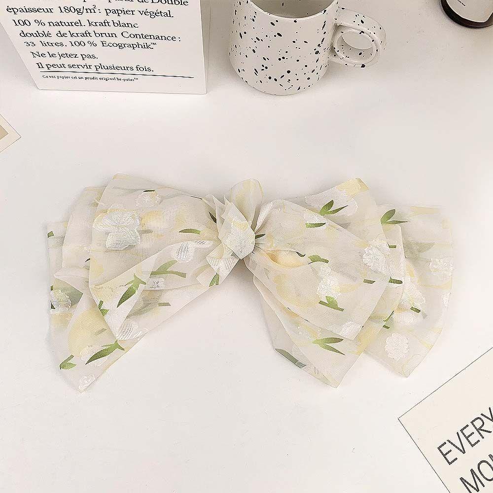 TWINKLE Kẹp Tóc Nơ Lớn Bằng Vải Voan Thanh Lịch Thời Trang Mùa Xuân Dành Cho Nữ