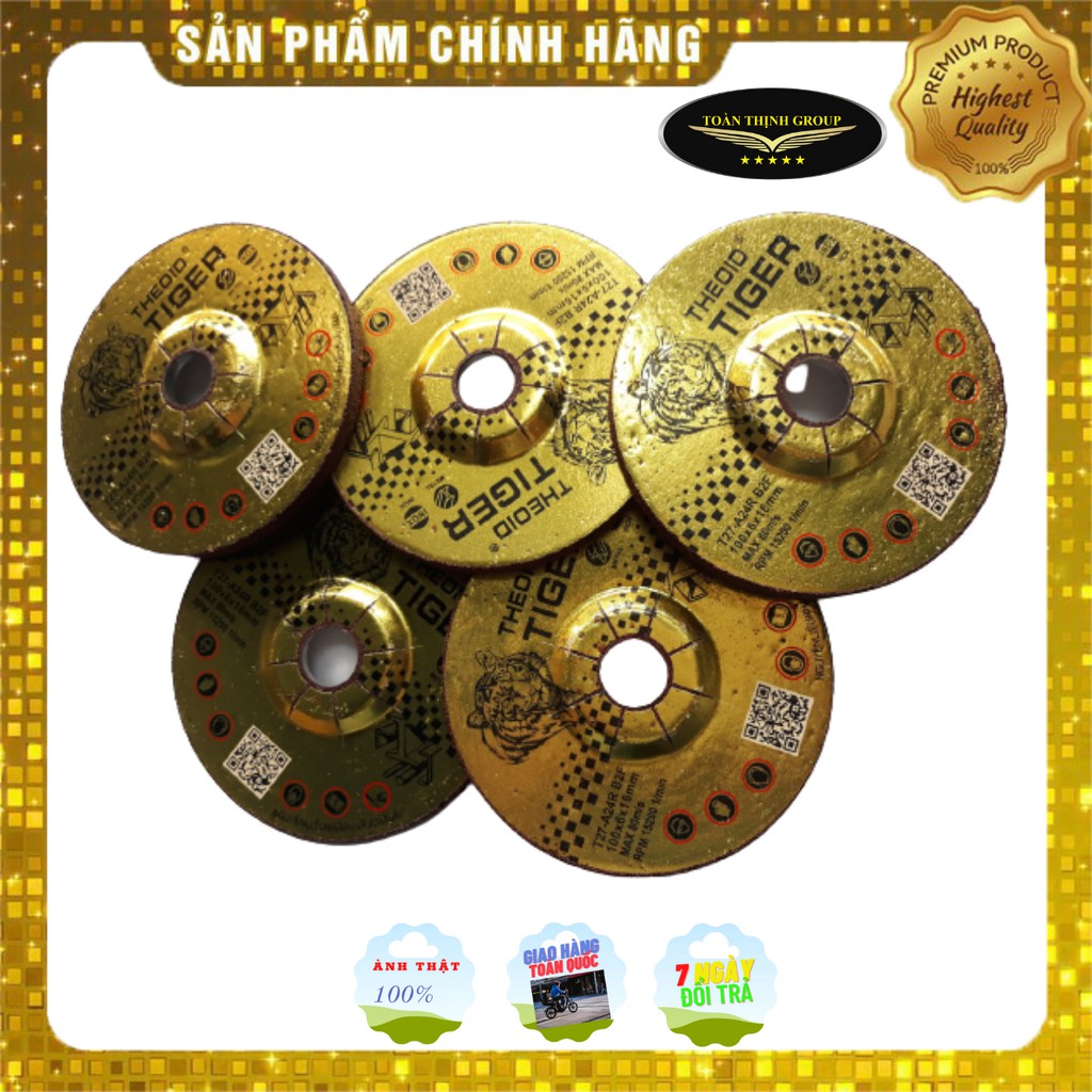 Đá Mài Sắt Hiệu THEOID TIGER Màu Đỏ 100X6X16mm Chính Hãng - Mài Mối Hàn, Kim Loại, Inox - Siêu Nhanh