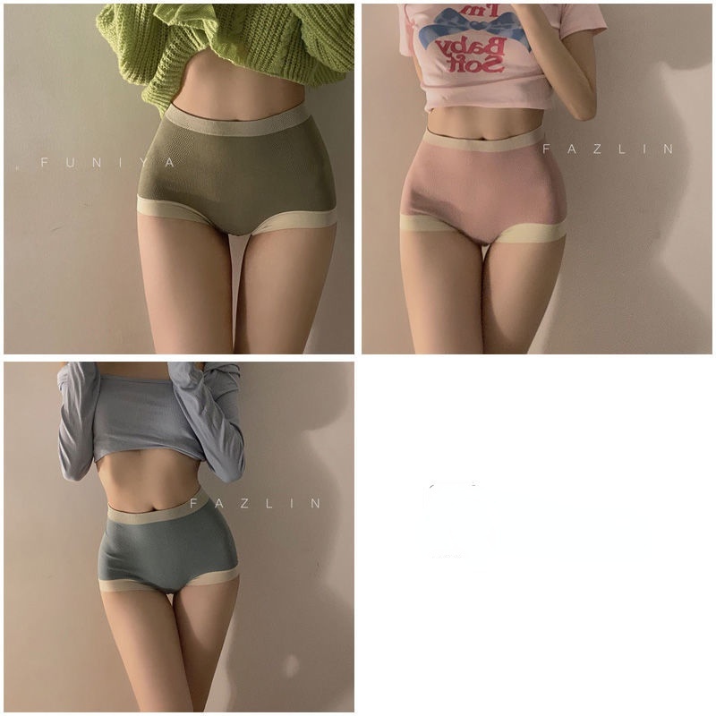 Quần Lót cotton Lưng Cao Eo Cao Màu Trơn Thời Trang Nhật Bản Dành Cho Nữ