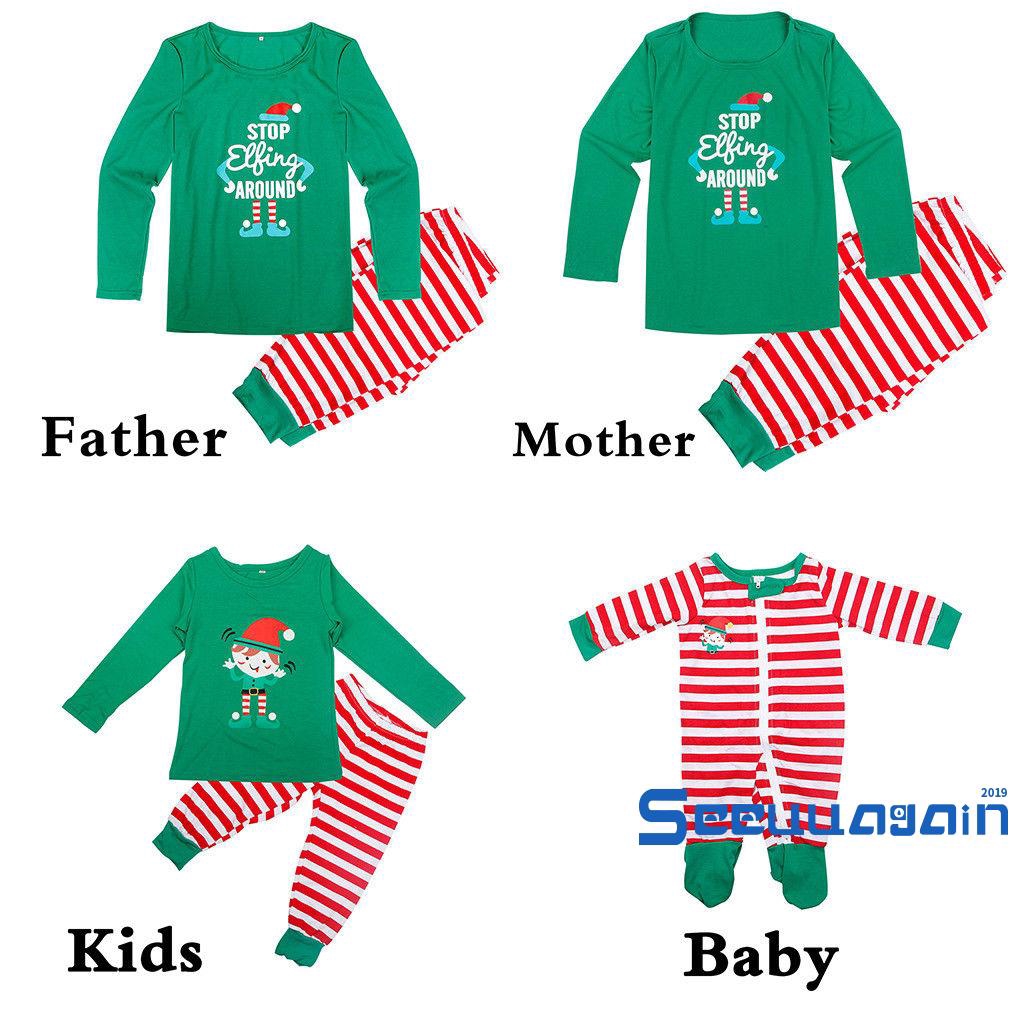 ❥☀✿SEEFamily Matching Kids Mom Dad Christmas Pajamas PJs Sets Xmas Sleepwear Nightwear