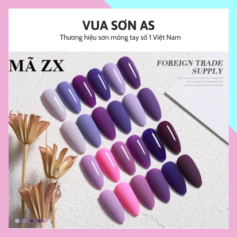 Sơn móng tay gel AS dùng máy hơ tone tím nhạt tím huế tím hoa cà VUA SƠN AS mã ZX 15ml