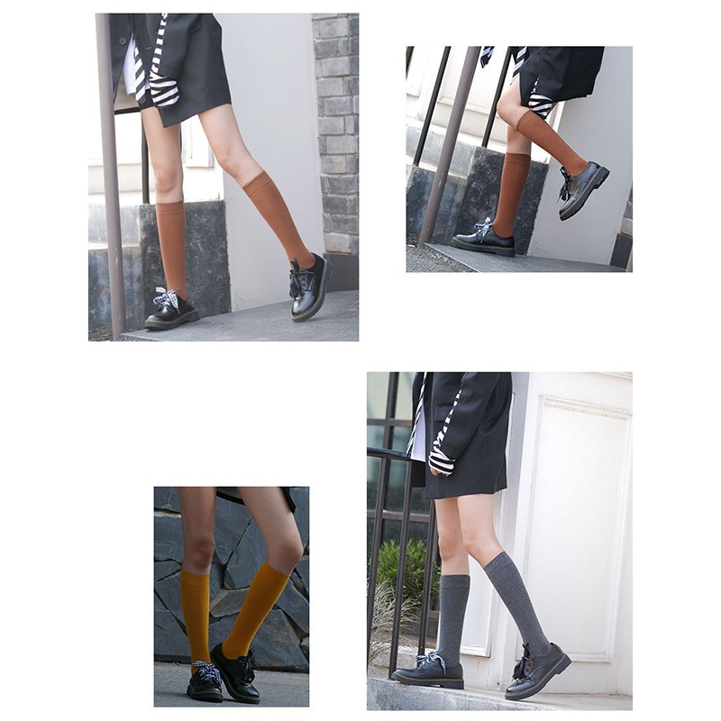 Tất vải co giãn màu trơn phong cách Harajuku