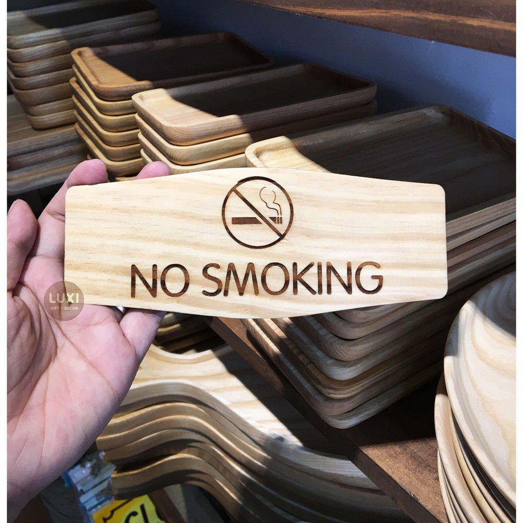 Bảng gỗ decor No smoking (17.5x7cm)