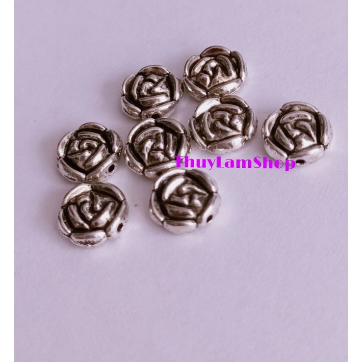 Charm bông hoa 9 cánh bạc thái xâu vòng đẹp