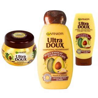 Bộ dầu gội xả ủ tóc Garnier Ultra Doux Pháp tinh chất bơ