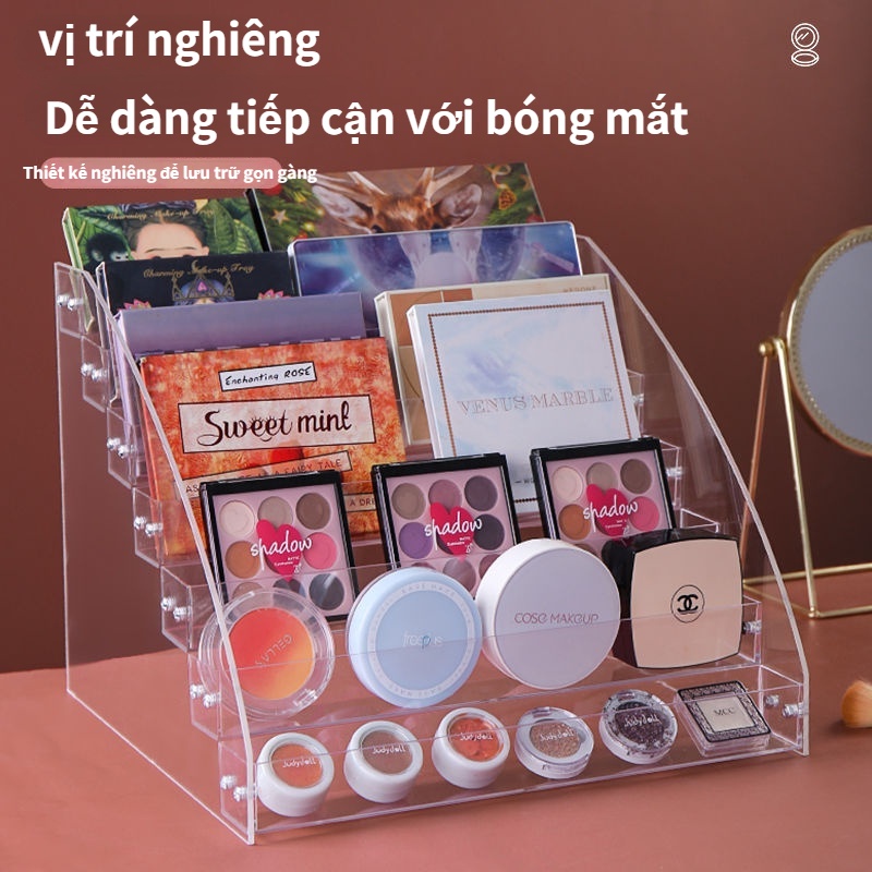 Hộp đựng son môi phấn mắt má hồng sơn móng tay bằng nhựa tiện dụng Thang lưu trữ sơn móng tay giá để đồ trang điểm đệm khí để bàn