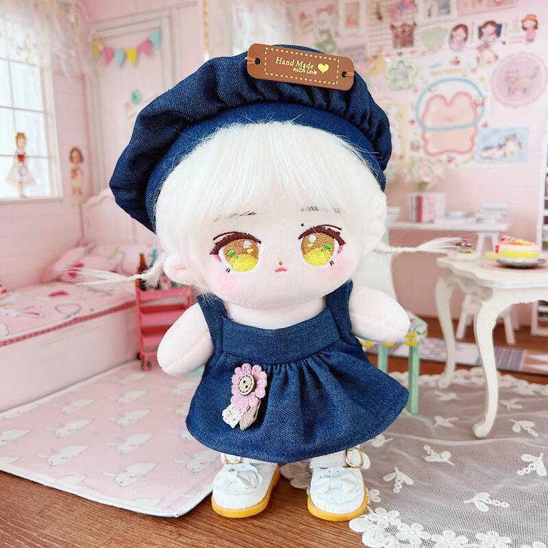 Set Đầm Denim + Nón Yibo Chen Linong Ikun TFBOYS Karry TNT Dễ Thương 20cm Làm Quà Tặng Cho Búp Bê