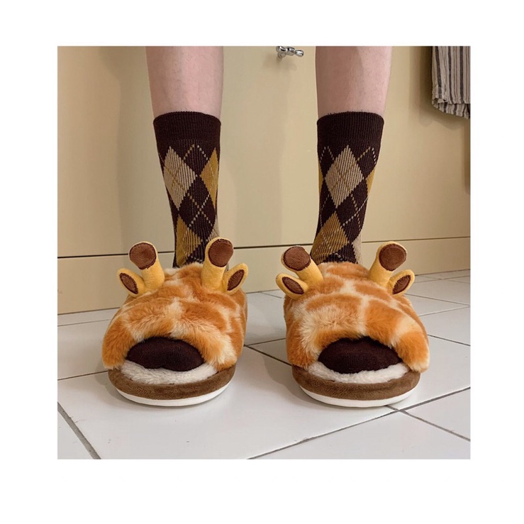 Dép bông đi trong nhà hở mũi hình hươu cao cổ có tai đáng yêu