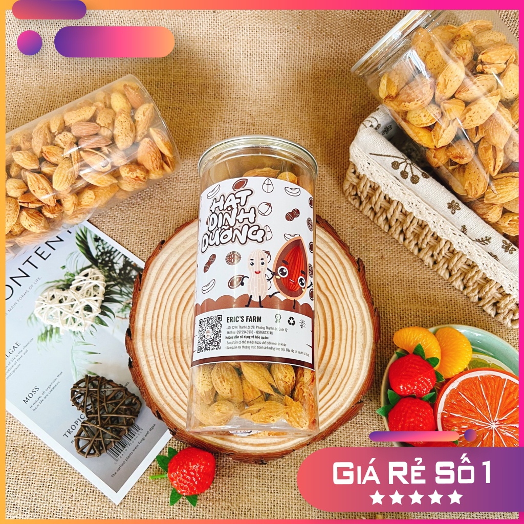 Hạnh nhân rang bơ Eric's Farm 450g, vỏ mỏng, thơm giòn, ăn vặt dinh dưỡng giá rẻ
