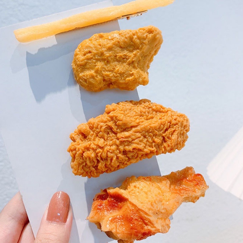 Kẹp tóc hình gà rán/cánh gà/đùi gà vui nhộn phong cách Hàn Quốc độc đáo cho nữ