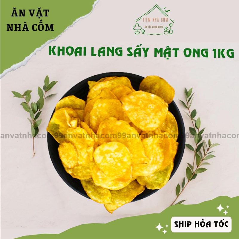 Khoai lang sấy mật ong 1kg giòn tan, thơm, khoai sấy hương vị ngọt ngào - Ăn vặt nhà Cốm