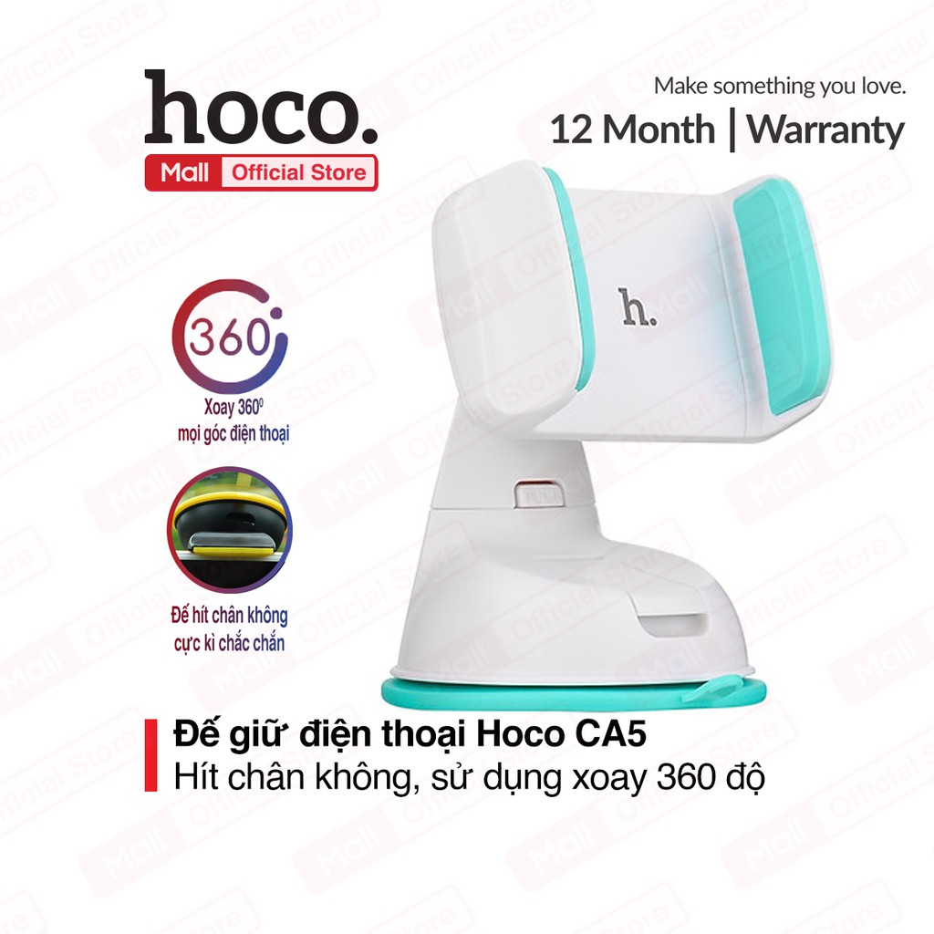Kẹp điện thoại di động Hoco CA_5 trên xe hơi xoay 360 độ đế hít chân không cực kì chắc chắn