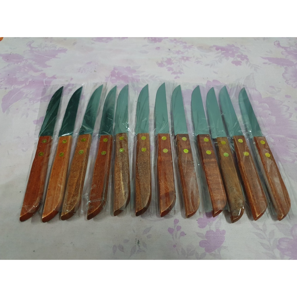 Hộp 12 Cây Dao Kinwi Stainless Steel Kitchen Knife Cán Gỗ Mũi Nhọn