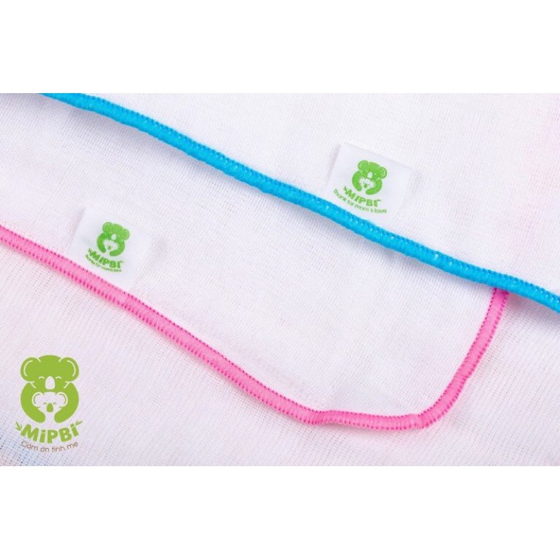 Khăn sữa xô cotton hộp Mipbi 3 lớp - 4 lớp