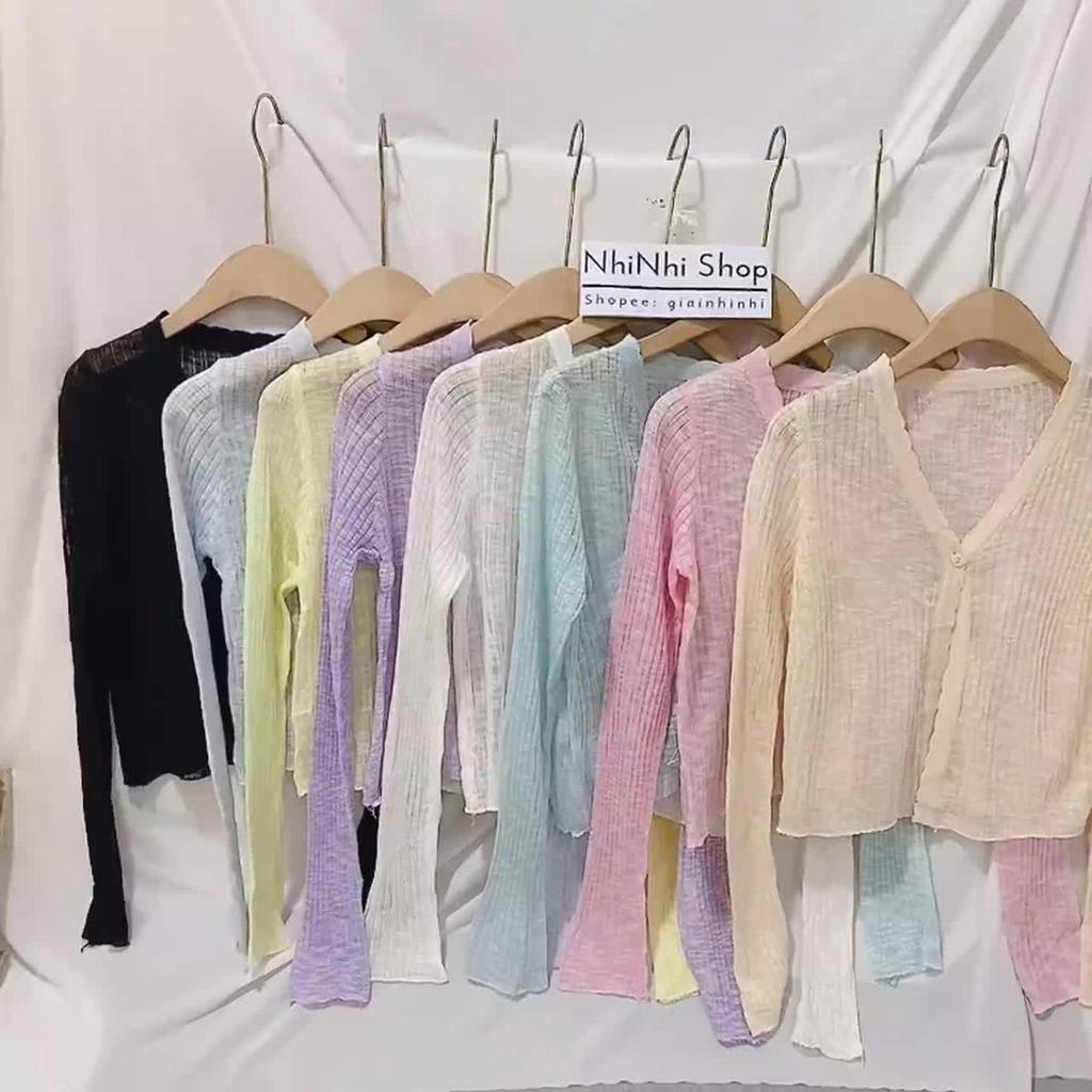 Áo khoác len cadigan mỏng dài tay cài khuy 1 cúc, Áo len mỏng dáng ngắn AL1347 - NhiNhi Shop | BigBuy360 - bigbuy360.vn