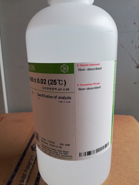 Hóa chất Buffer Solution pH 4.6 Samchun Hàn Quốc dung dịch chuẩn pH4.6 chai 1 lít B1066