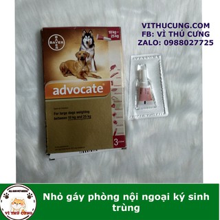 HỘP 3 TUÝP ADVOCATE NHỎ GÁY 10-25KG DIỆT NỘI NGOẠI KÝ SINH TRÙNG