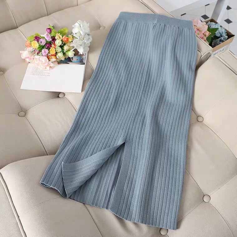 Sét thời trang áo len phối voan sơ mi và chân váy ren xe tà