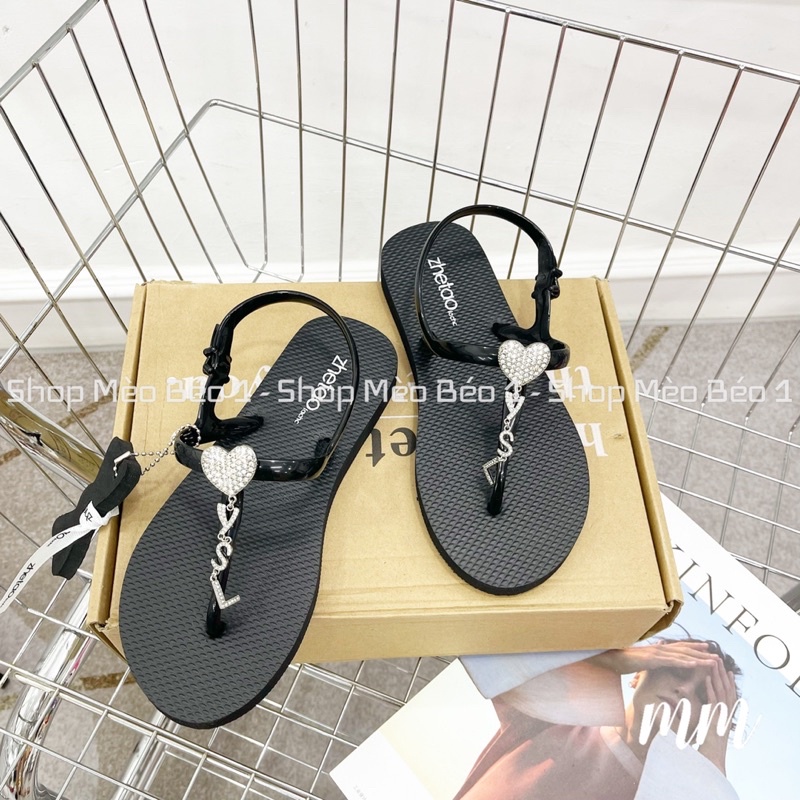 Sandal kẹp xỏ ngón móc đá hình tim fullbox hàng quảng châu cao cấp