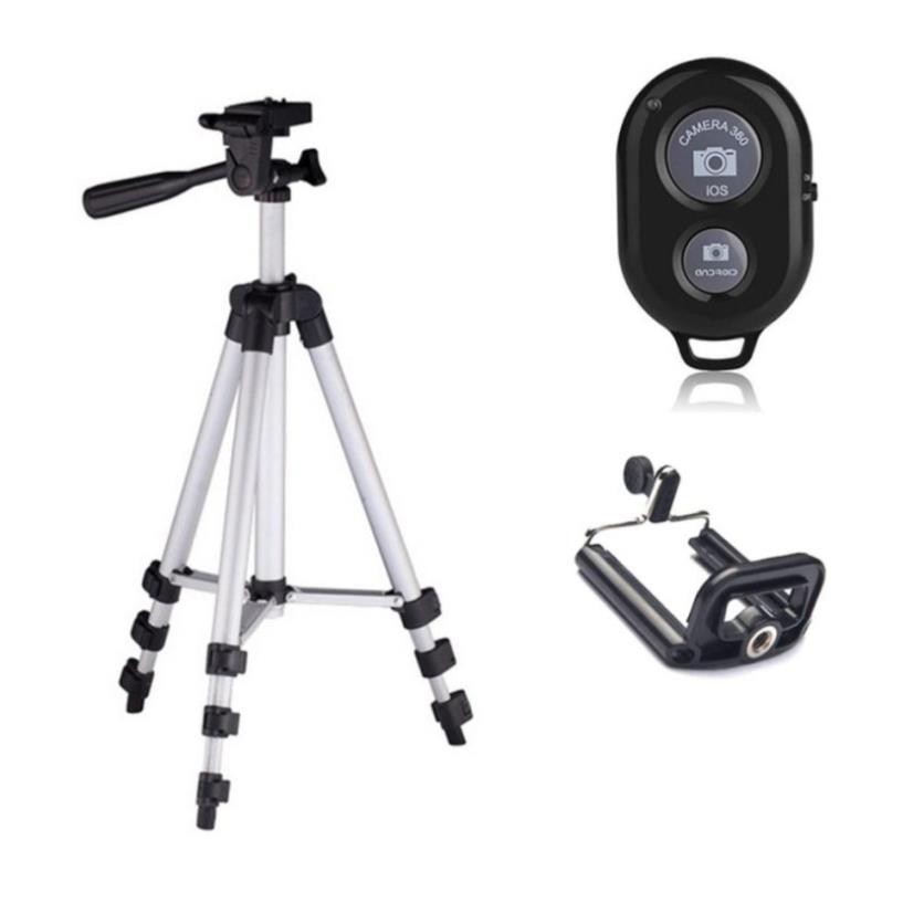 Bộ 1 Tripod TF-3110 Kèm 1 Kẹp Điện Thoại và 1 Điều Khiển Từ Xa