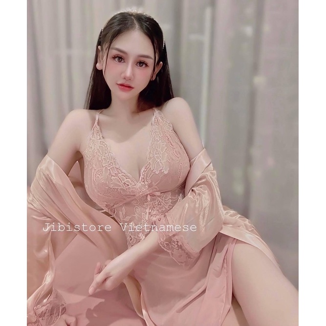 Đầm Ngủ Cao Cấp, Váy Ngủ Sexy Ren Voan Mỏng Kèm Áo Choàng Thắt Dây Nơ | BigBuy360 - bigbuy360.vn