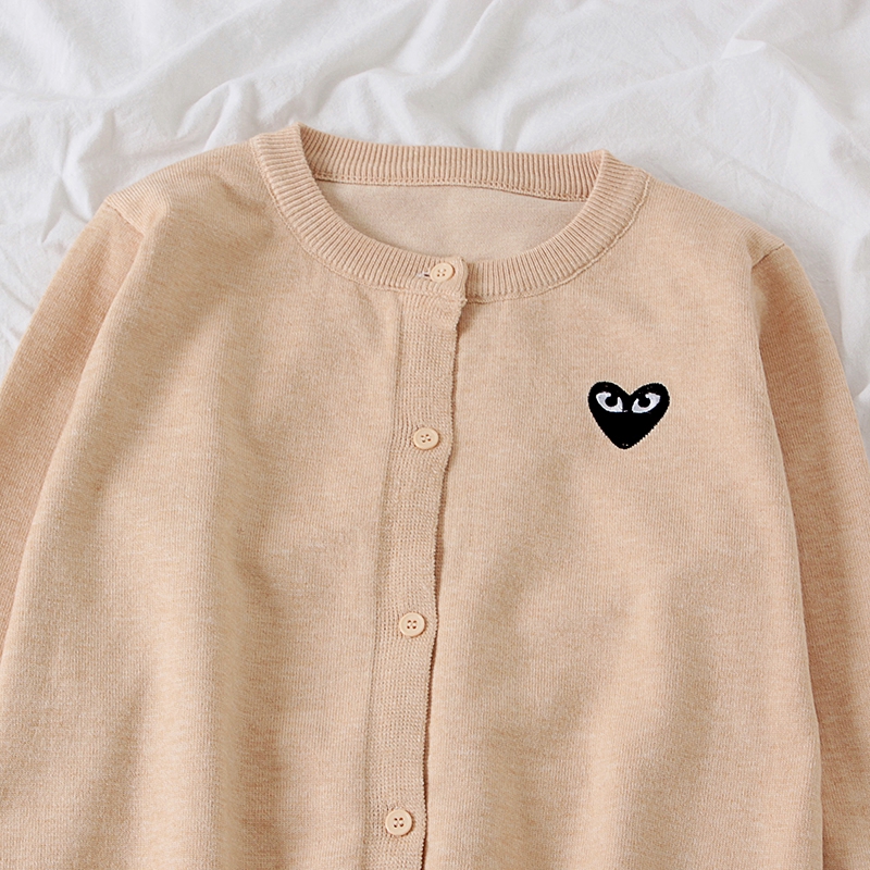 IELGY Áo sweater Mỏng Tay Dài In Hình Trái Tim Màu Đen Dễ Thương Cho Nữ