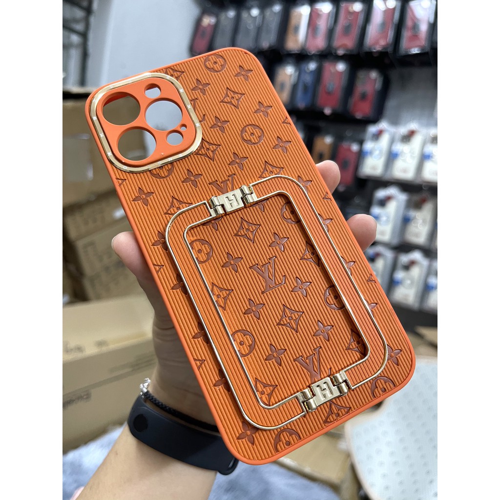 lỐp ưng iphoneỐp điện thoại da in nổi logo LV sang trọng lưng chữ H có ring chống cho IPHONE X XS 11 12 13 PRO / MAX