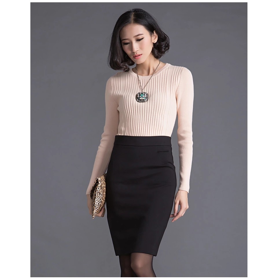 chân váy ôm sẽ tà sau kèm túi trước dài chạm gối | BigBuy360 - bigbuy360.vn