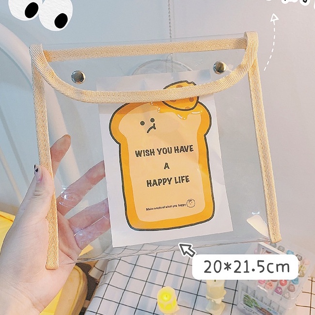 Túi trong suốt để vật dụng cá nhân viền vải chắc chắn size 20x21cm